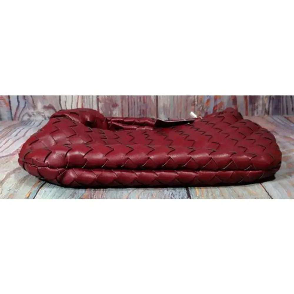 SKMQAKU - Knoted Woven Handbag Pull Zipper Closure - Claret - NEW in Box‎
